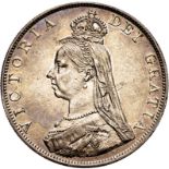 United Kingdom Victoria 1887 Silver Double Florin Roman I in Date Extremely fine