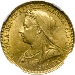 United Kingdom, Victoria, 1893 Gold Sovereign - NGC AU 58