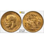 Australia, George V, 1920 P Gold Sovereign, PCGS MS63