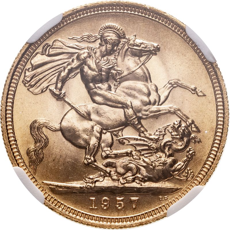 United Kingdom, Elizabeth II, 1957 Gold Sovereign, NGC MS 64 - Image 2 of 4