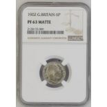 United Kingdom, Edward VII, 1902 Silver Sixpence, Matte proof, NGC PF 63 MATTE