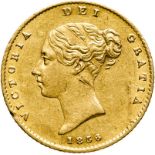 United Kingdom, Victoria, 1856 Gold Half-Sovereign, About extremely fine, harshly cleaned, damaged