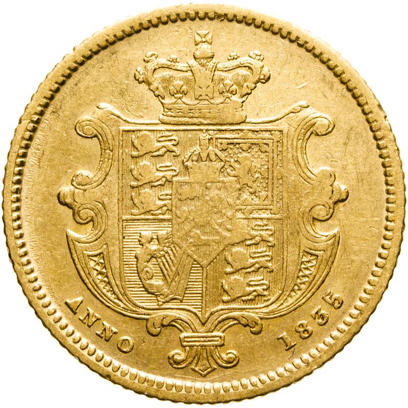 United Kingdom, William IV, 1835 Gold Half-Sovereign, Scarce - About very fine, cleaned - Image 2 of 2