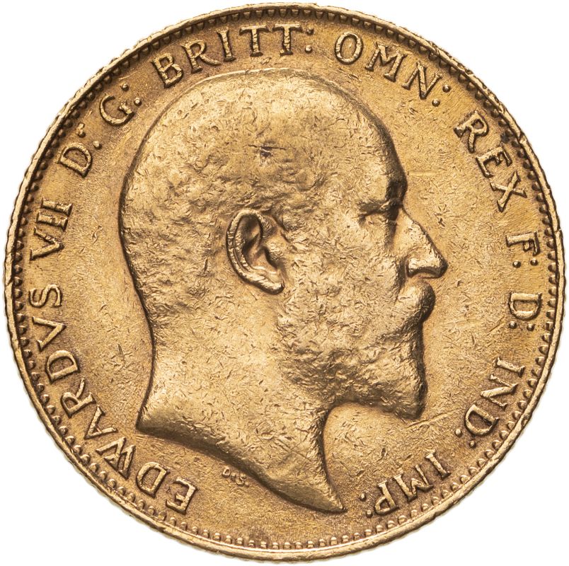 United Kingdom, Edward VII, 1910 Gold Sovereign, About extremely fine, lightly cleaned