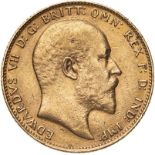 United Kingdom, Edward VII, 1910 Gold Sovereign, About extremely fine, lightly cleaned