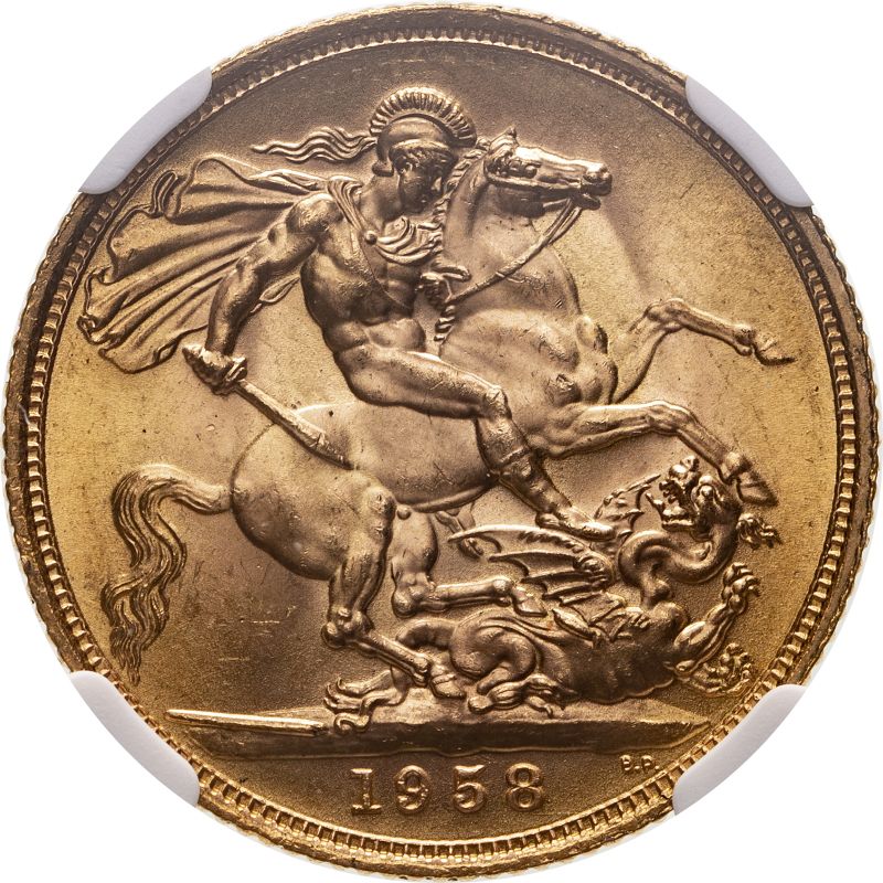 United Kingdom, Elizabeth II, 1958 Gold Sovereign, NGC MS 65 - Image 2 of 4