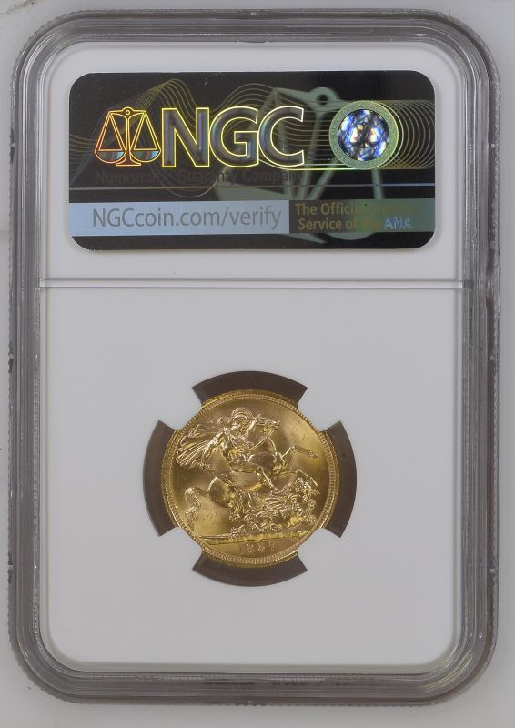 United Kingdom, Elizabeth II, 1957 Gold Sovereign, NGC MS 64 - Image 4 of 4