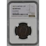 United Kingdom, George IV, 1827 Copper Halfpenny, NGC AU Details