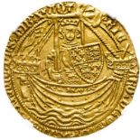 England, Richard II, Gold Noble (1377-1399), Type IIIA, Calais, French Title Resumed - NGC AU58
