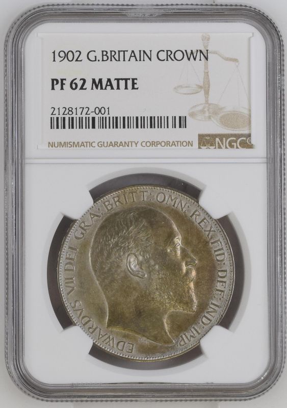 United Kingdom, Edward VII, 1902 Silver Crown, Matte proof, NGC PF 62 MATTE