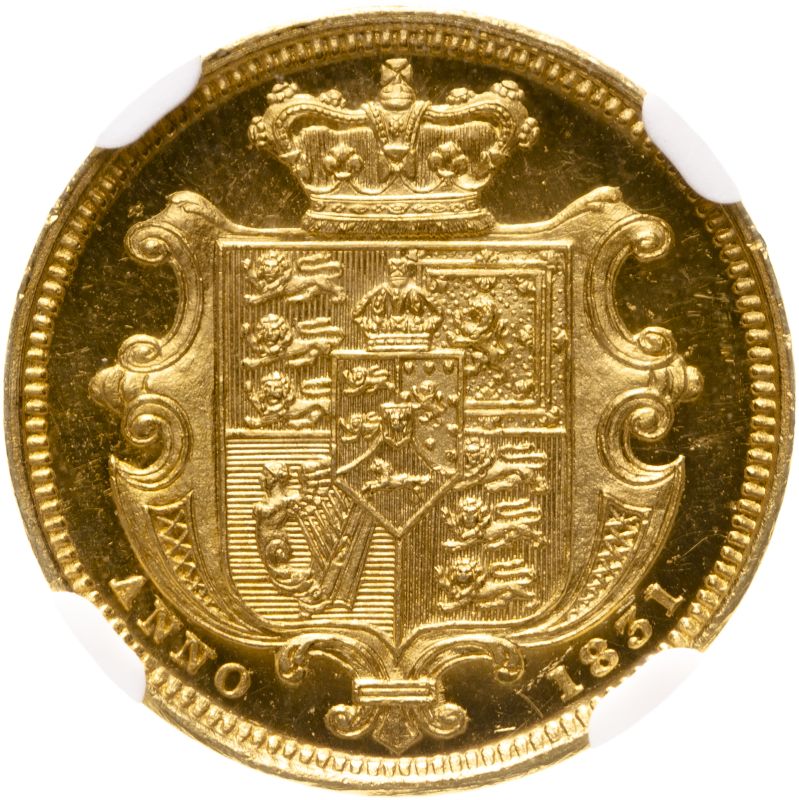 United Kingdom, William IV, 1831 Gold Half-Sovereign, Proof, Plain Edge, Scarce - NGC PF63+ UCAM - Image 4 of 4