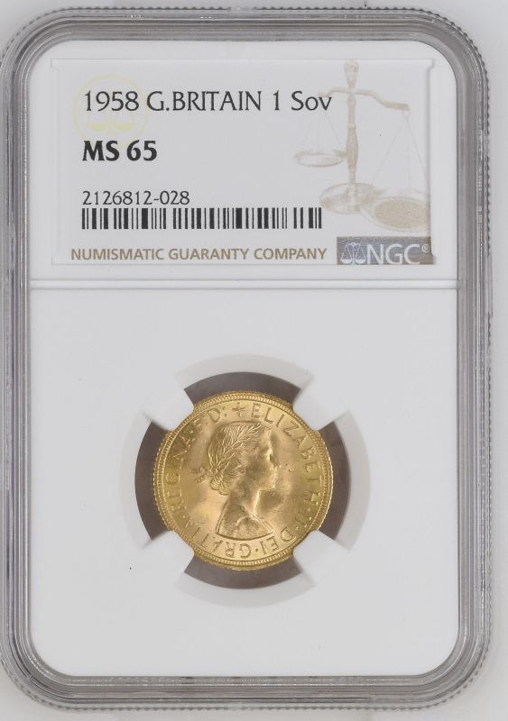 United Kingdom, Elizabeth II, 1958 Gold Sovereign, NGC MS 65 - Image 3 of 4