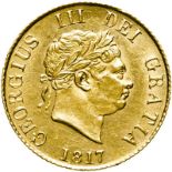 United Kingdom, George III, 1817 Gold Half-Sovereign, Extremely fine, harshly cleaned, reverse toole