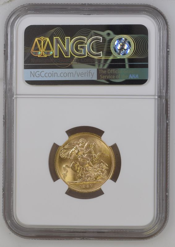 United Kingdom, Elizabeth II, 1957 Gold Sovereign, NGC MS 65 - Image 4 of 4