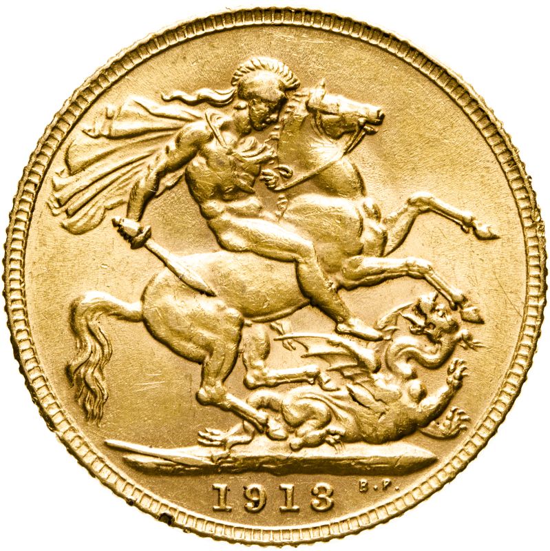 United Kingdom, George V, 1913 Gold Sovereign, Good very fine, cleaned, ex. mount - Image 2 of 2