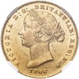 Australia, Victoria, 1866 SY Gold Sovereign, NGC MS 61