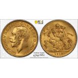 United Kingdom, George V, 1912 Gold Sovereign, PCGS MS63