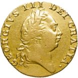 Great Britain, George III, 1787 Gold Guinea, Fine, cleaned, ex. mount