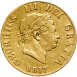 United Kingdom, George III, 1817 Gold Half-Sovereign, Fine