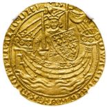 England, Edward III, Gold Noble (1356-1361), mm. Cross - NGC AU58