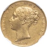 United Kingdom, Victoria, 1847 Gold Sovereign, NGC AU 55