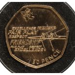 United Kingdom, Elizabeth II, 2012 Gold 50 Pence, - London 2012 - Rowing (Gold), Individually boxed