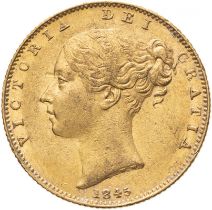 United Kingdom, Victoria, 1845 Gold Sovereign, Closer 4 5, NGC AU 55