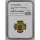 United Kingdom, Elizabeth II, 2021 Gold 25 Pounds, The White Greyhound of Richmond, NGC MS 68