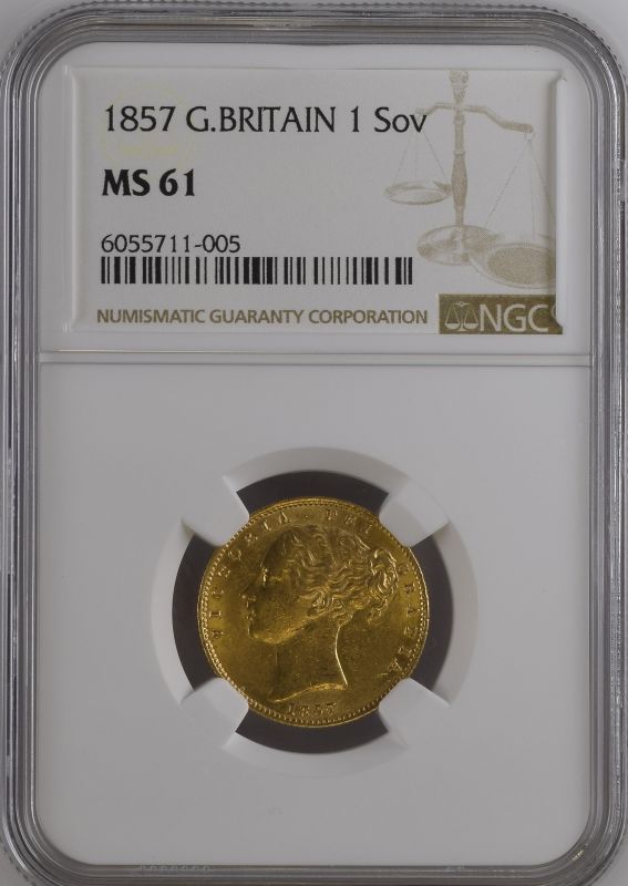 United Kingdom, Victoria, 1857 Gold Sovereign, NGC MS 61 - Image 3 of 4