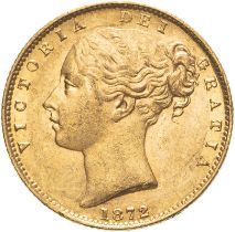 United Kingdom, Victoria, 1872 Gold Sovereign, NGC AU 58