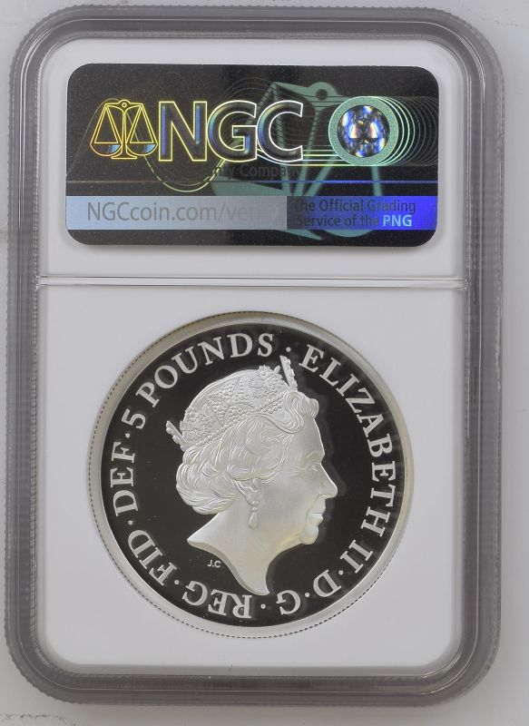 United Kingdom, Elizabeth II, 2021 Silver 5 Pounds, The Queen's Beasts 2021, Proof, NGC PF 70 ULTRA  - Image 2 of 2
