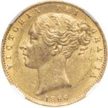 United Kingdom, Victoria, 1866 Gold Sovereign, NGC MS 61