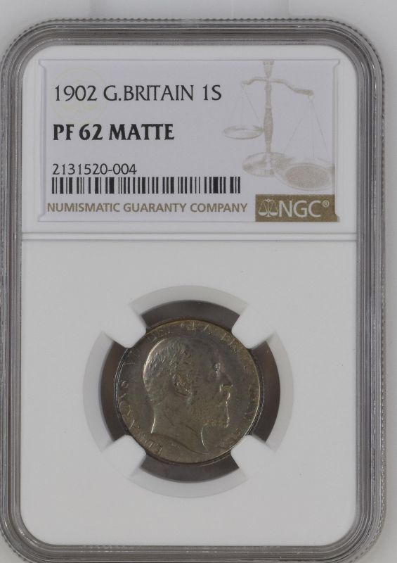 United Kingdom, Edward VII, 1902 Lot of 3 Silver Florin, Shilling, & Sixpence NGC-graded - Image 3 of 6