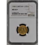 United Kingdom, Edward VII, 1908 Gold Half-Sovereign, NGC MS 62+