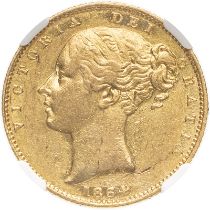 United Kingdom, Victoria, 1864 Gold Sovereign, NGC AU 55