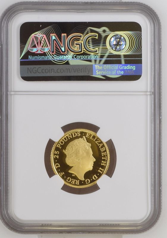 United Kingdom, Elizabeth II, 2022 Gold 25 Pounds, Year of the Tiger, Proof, NGC PF 70 ULTRA CAMEO - Image 2 of 2