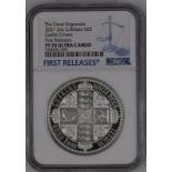 United Kingdom, Elizabeth II, 2021 Silver 5 Pounds, Gothic Crown Quartered Arms, Proof, NGC PF 70 UL