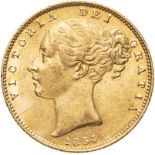 United Kingdom, Victoria, 1854 Gold Sovereign, WW incuse, NGC MS 60