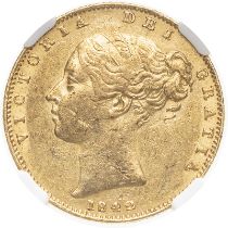 United Kingdom, Victoria, 1842 Gold Sovereign, Closed 2, NGC AU 53