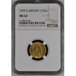 United Kingdom, Edward VII, 1909 Gold Half-Sovereign, NGC MS 63