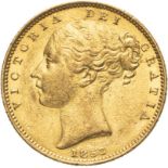 United Kingdom, Victoria, 1853 Gold Sovereign, WW raised, NGC AU 55