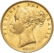 United Kingdom, Victoria, 1853 Gold Sovereign, WW raised, NGC AU 55