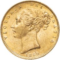 United Kingdom, Victoria, 1869 Gold Sovereign, NGC MS 62+
