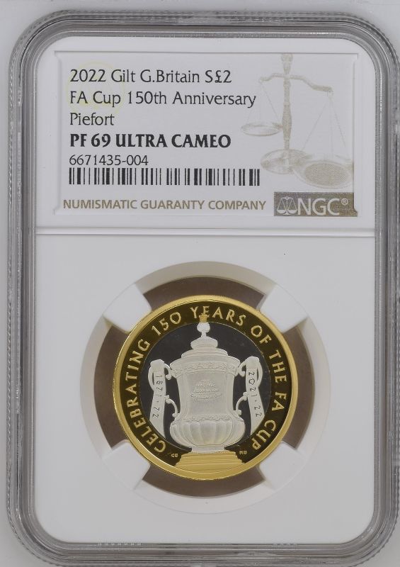 United Kingdom, Elizabeth II, 2022 Silver 2 Pounds, 150th Anniversary of the FA Cup, Proof Piedfort,