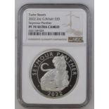 United Kingdom, Elizabeth II, 2022 Silver 5 Pounds, Royal Tudor Beasts - The Seymour Panther, Proof,