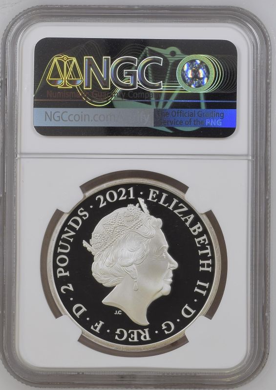 United Kingdom, Elizabeth II, 2021 Silver 2 Pounds, Alice Through the Looking Glass, Proof, NGC PF 6 - Image 2 of 2