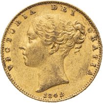 United Kingdom, Victoria, 1842 Gold Sovereign, Closed 2, NGC AU 58