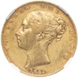 United Kingdom, Victoria, 1845 Gold Sovereign, Spread 4 5, NGC AU 53
