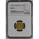 United Kingdom, Edward VII, 1905 Gold Half-Sovereign, NGC MS 62