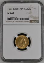 United Kingdom, Edward VII, 1907 Gold Half-Sovereign, NGC MS 62
